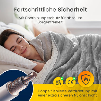 Cosi Home Heizdecke 180 x 130 cm, elektrische Wärmedecke, Grau