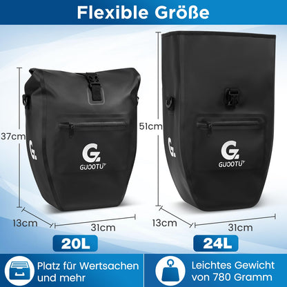 GUOOTU Gepäckträgertasche 2er Set, wasserdicht, 48 L, Schwarz