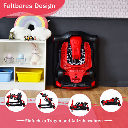 COSTWAY 4 in 1 Lauflernhilfe Gehfrei Autoförmig – Rot