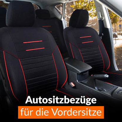 Upgrade4cars Autositzbezüge Vordersitze Schwarz Rot Universal Set