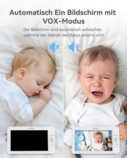 Comfyer Babyphone BM01 mit Kamera, 7-Zoll-Display, Nachtsicht und VOX