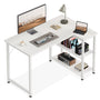 Coleshome Eckschreibtisch L-förmig mit Regal, 100x70 cm, weiss für Home Office
