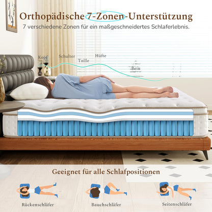 Slily Tonnentaschenfederkernmatratze 180x200 cm H3, 7 Zonen, 30 cm
