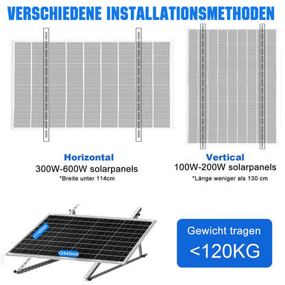 GLIESE Solarmodul Halterung 114 cm, 2er-Set, Aluminium, 0-90°