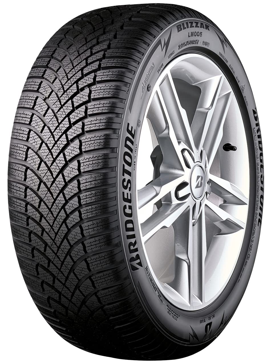 BRIDGESTONE BLIZZAK LM005 Winterreifen - 205/55 R16 91H M+S 3PMSF. Runder, schwarzer Reifen mit Lamellenprofil für sicheren Grip auf Schnee und Eis.