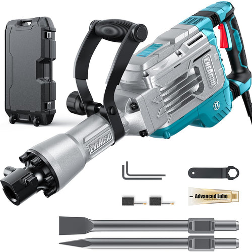 ENEACRO Abbruchhammer 1700W SDS-Hex - 65 Joule, grau-schwarzer Hammer zum Abtragen von Beton und Mauerwerk.