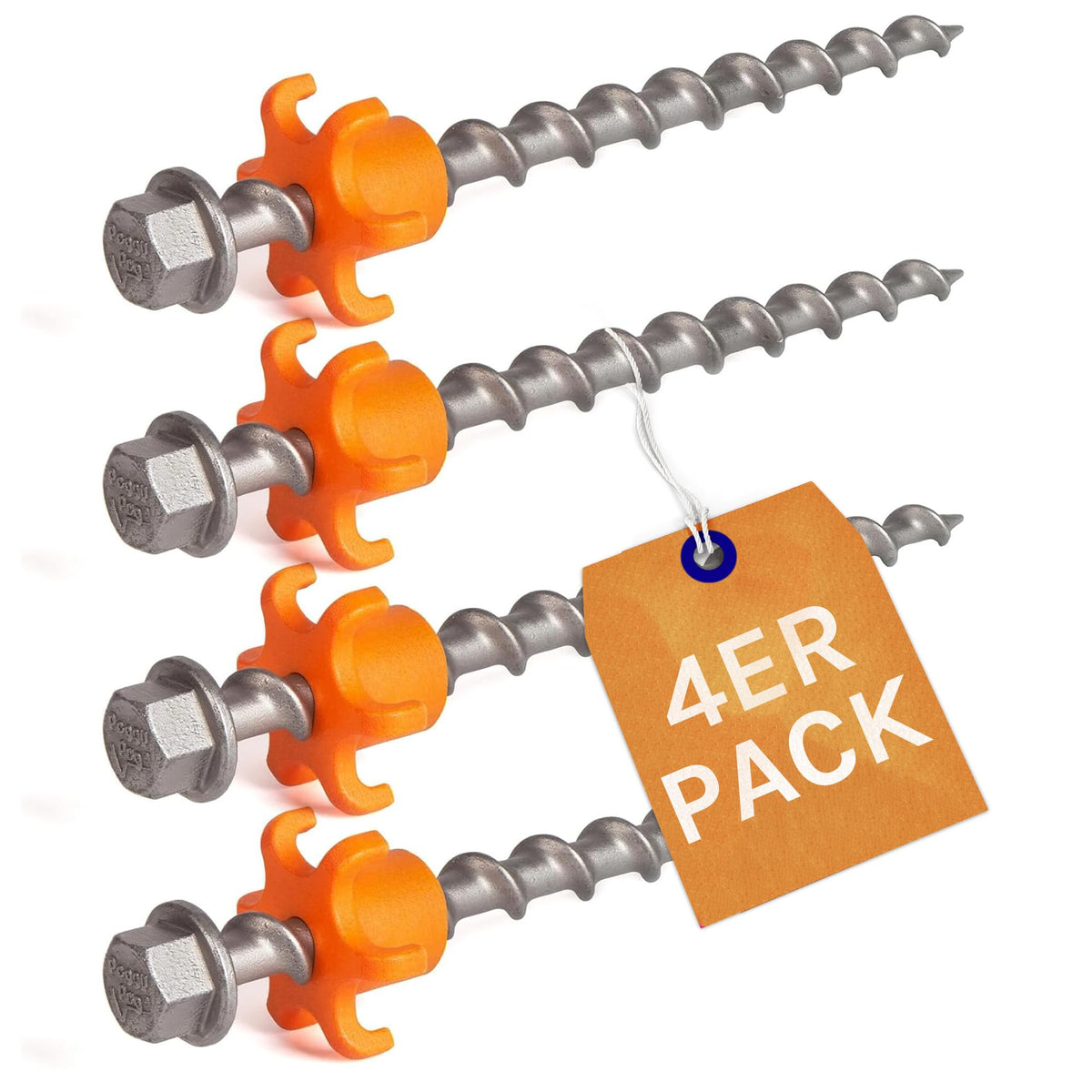 Peggy Peg Schraubhering Peg&Stop Heavy Duty 20 cm, 4er-Pack (HP60), Kontermutter 2.0, rostfrei