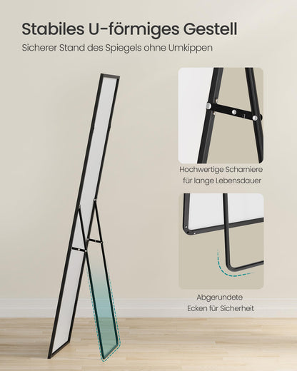 SONGMICS Ganzkörperspiegel 150 x 40 cm, Standspiegel, tintenschwarz