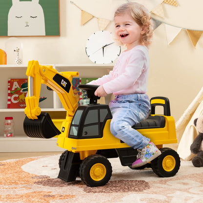 COSTWAY Kinder Sitzbagger – Drehbare Schaufel, Stauraum, ab 1 Jahr
