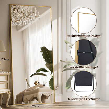 BEAUTYPEAK 171x76cm Ganzkörperspiegel Stand- & Wandspiegel Gold