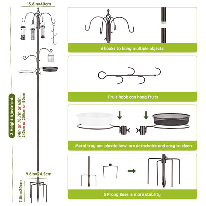 MIXXIDEA Vogelfutterstation Deluxe aus Metall höhenverstellbar 238 cm