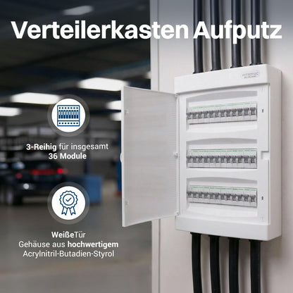 Intratec Sicherungskasten Aufputz 3-reihig IP40, 36 Module, weiss