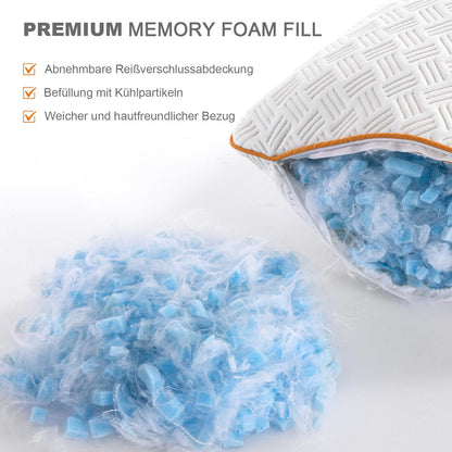 Twirest Kopfkissen 40x80 cm, Memory Foam Schlafkissen im 2er-Set