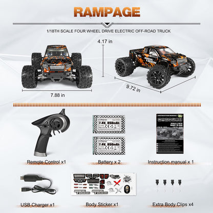 HAIBOXING RC Auto 4WD Monstertruck 1:18 All Terrain 36 km/h