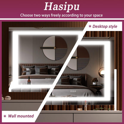 Hasipu LED Schminkspiegel 55x45 cm - 10x Vergrösserung Weiss