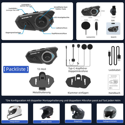 WAYXIN T2 Motorrad-Headset mit Gegensprechanlage, 2er-Set