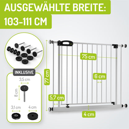 BOMI Merle Kindertreppengitter XXL Weiss - bohrfrei 103-111cm