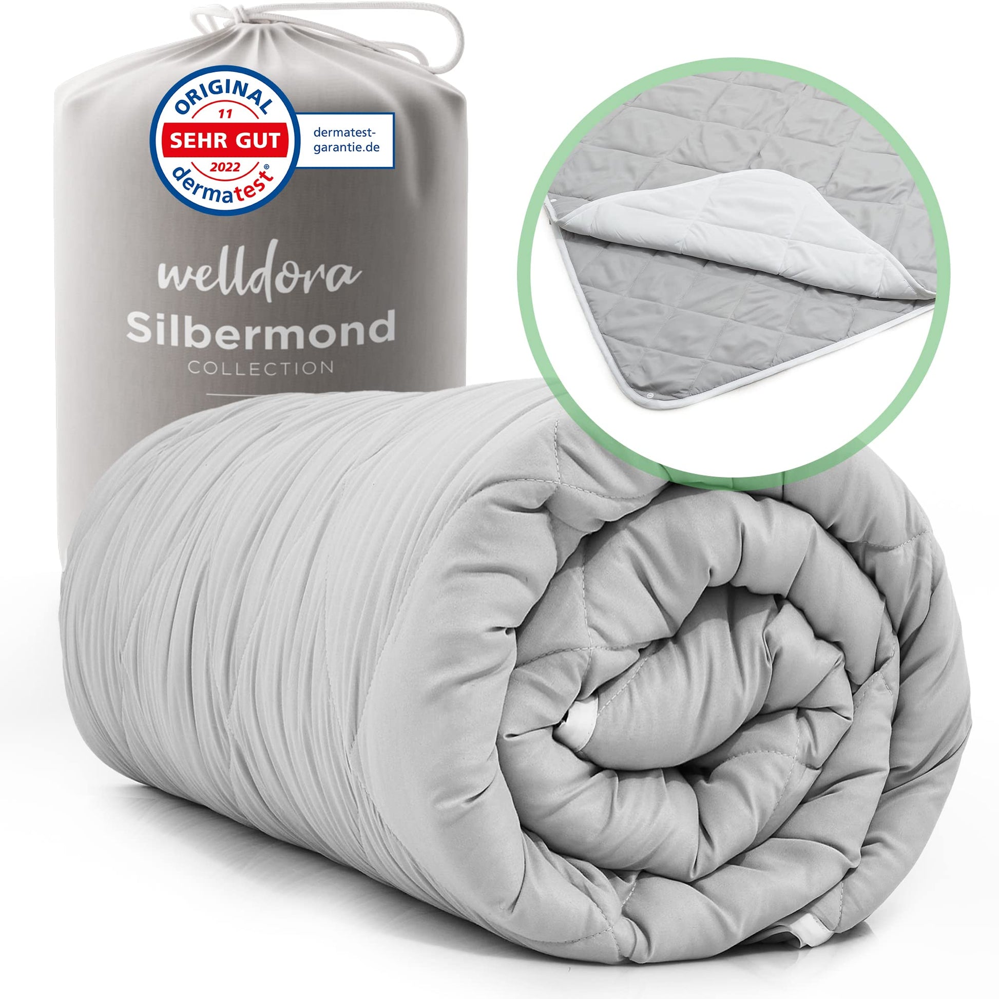 Welldora OPTICLIMA Allergiker 4-Jahreszeiten Bettdecke - 200x200. Weiße, gesteppte Decke; ganzjährig optimal für Allergiker-Schlaf.