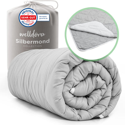 Welldora OPTICLIMA Allergiker Bettdecke 4-Jahreszeiten 155x220, weiße, gesteppte Decke. Hypoallergen, atmungsaktiv, temperaturregulierend für jede Jahreszeit.