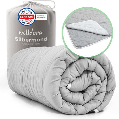 Welldora OPTICLIMA Allergiker Bettdecke 4-Jahreszeiten 155x220, weiße, gesteppte Decke. Hypoallergen, atmungsaktiv, temperaturregulierend für jede Jahreszeit.