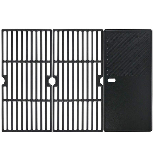 Uniflasy Grillrost mit Grillplatte Gusseisen 43 x 63 cm für Gasgrill – rechteckige Grillfläche aus massivem Gusseisen