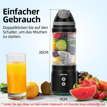 DENOKIN Tragbarer Mixer A8, 700 ml Mini-Standmixer mit Akku
