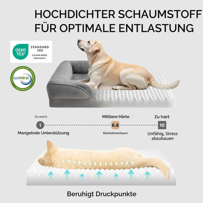 Bedsure Orthopädisches Hundebett 89x63 cm, waschbar, grau