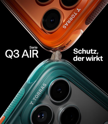 TORRAS Ostand Q3 Air Hülle iPhone 17 Pro mit Ständer - Gletscher Blau