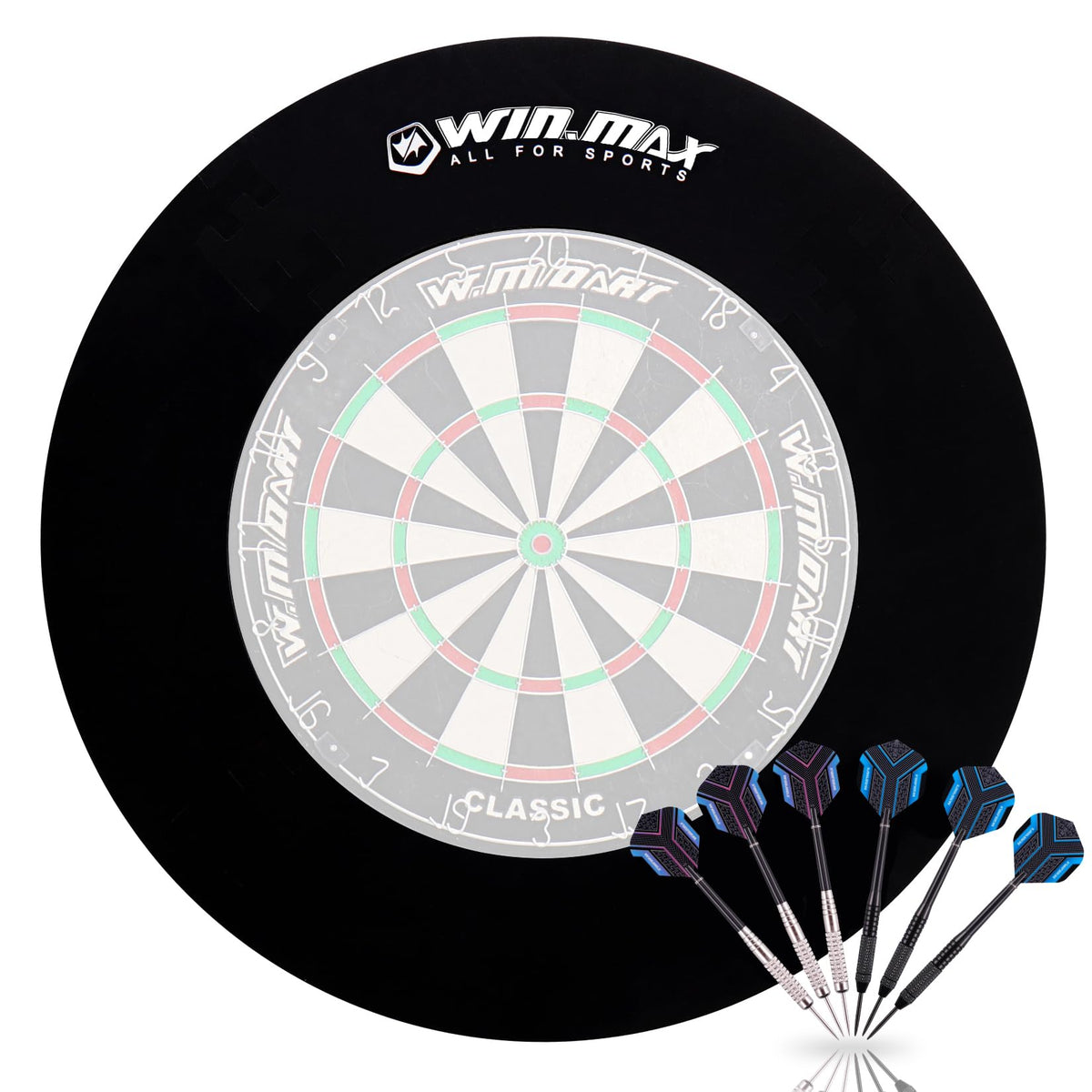 WIN.MAX Dart Surround Auffangring EVA schwarz für 455 mm Dartscheiben, runder Wandschutz aus Schaumstoff