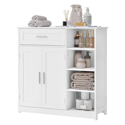 EUGAD Badezimmerschrank schmal - Schublade, 2 Türen, Weiss. Weißer, schmaler Schrank mit 1 Schublade, 2 Türen. Dient der Badorganisation.