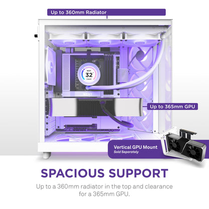 NZXT H6 Flow RGB Kompaktes Mid-Tower Dual-Kammer Gehäuse – Weiss