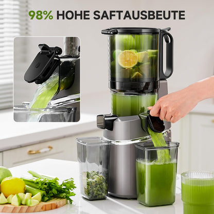 AMZCHEF Entsafter Slow Juicer 250W mit 145mm Öffnung – Grau