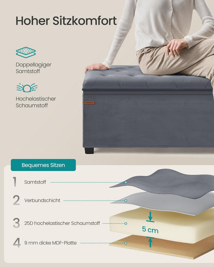 SONGMICS Sitzbank mit Stauraum LSF089G01 - schiefergrau 110 cm