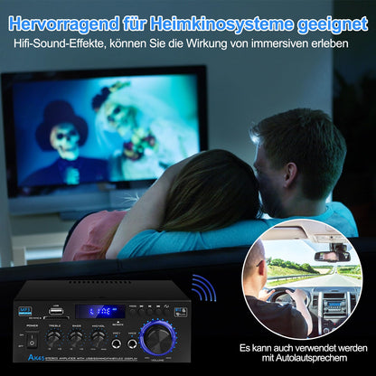 sikkeby AK45 HiFi-Verstärker mit Bluetooth, 2 x 40 W, USB, SD, FM