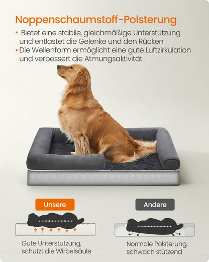Feandrea Orthopädisches Hundebett, waschbar, 106 x 71 cm, dunkelgrau
