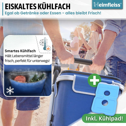 Heimfleiss Einkaufstrolley klappbar mit Kühlfach, 56 Liter, bis 50 kg