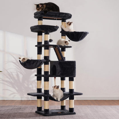 Heybly HCT025G Mehrstöckiger Katzenkratzbaum - 173cm Rauchgrau