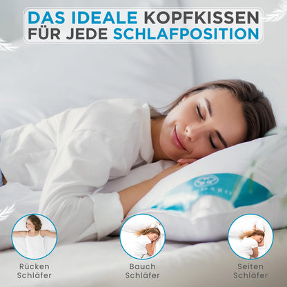 Sandaro Home Kopfkissen 80x80 cm, Federkissen mit Gänsefedern, 1500 g