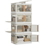 NETEL Faltbare Aufbewahrungsbox 72L – 4er Set Transparent mit Tür. Transparente Stapelboxen mit Fronttür für flexible Lagerung.
