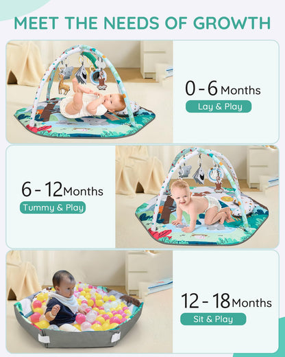 Lilian&Gema Spielbogen Baby 4-in-1 Spielmatte mit 6 Spielzeugen