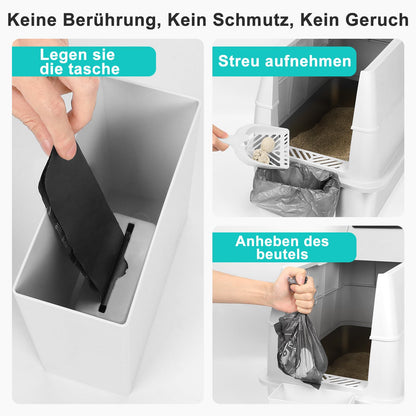 FURTIME XXL Katzenklo Edelstahl – Geschlossen mit Deckel