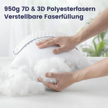 BedStory Kopfkissen 40x80, 2er Set mit verstellbarer Mikrofaserfüllung
