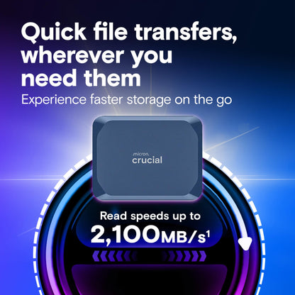 Crucial X10 Portable SSD 4TB - 2.100MB/s - Blau matt