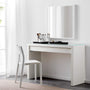 IKEA Malm Schminktisch – Weiss mit Glasplatte 120x41cm. Weißer, rechteckiger Tisch mit Glasplatte. Ideal zum Schminken und als Stauraum.