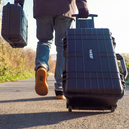 HMF ODK400 Outdoor-Trolley, Fotokoffer mit Rasterschaumstoff, schwarz