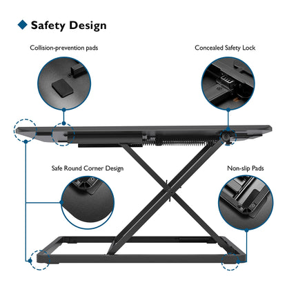 BONTEC Steh-Sitz Schreibtisch höhenverstellbar - 67x47cm