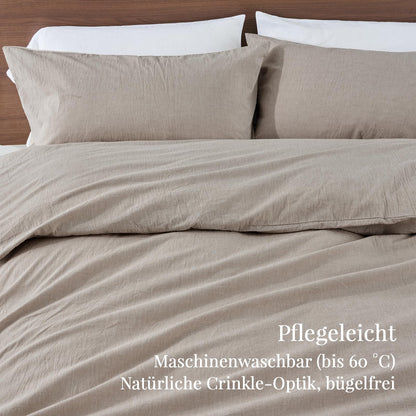 Duvetnova Bettwäsche 200x220 cm Baumwolle Leinen-Optik, 3-teilig