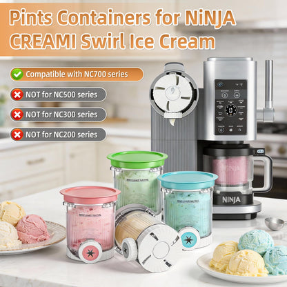 Hejo Eisbehälter für Ninja Swirl CREAMi NC700/NC701, 4 Stück