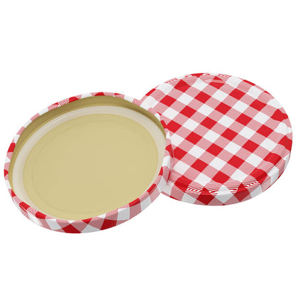 WELLGRO Einmachgläser 230ml mit Schraubdeckel 100er Set rot kariert