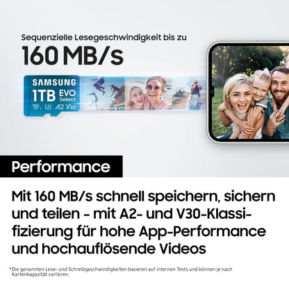 Samsung EVO Select 2024 microSD-Karte 512 GB mit SD-Adapter